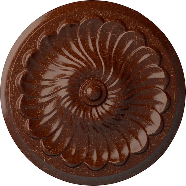 Ekena Millwork Flower Spiral Ceiling Medallion (Canopies up to 2"), 12 1/4"OD x 2 1/4"P, Burnished Mahogany Crackle CM12FLBMC - main